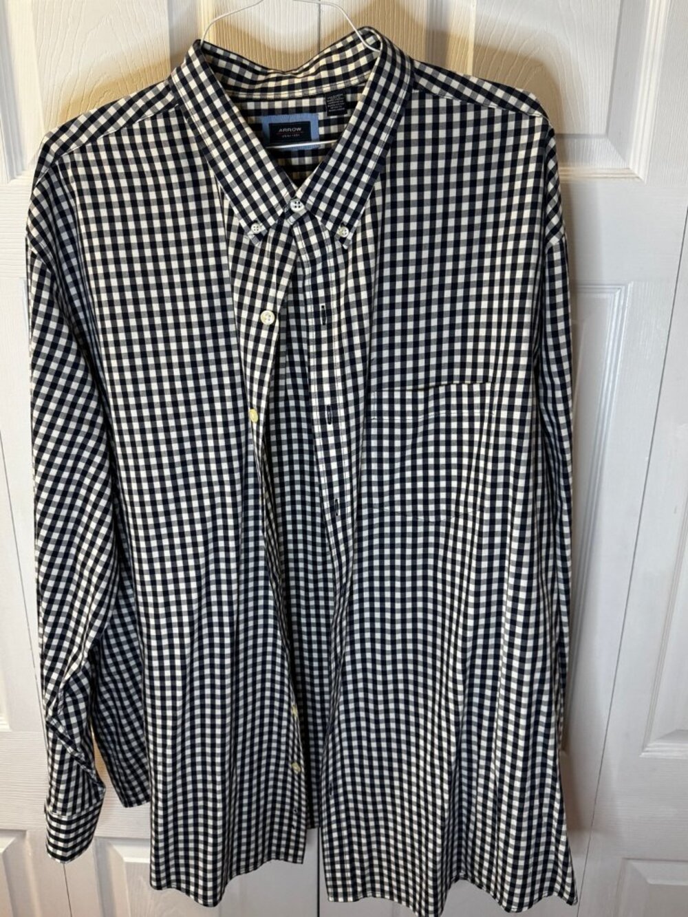 Arrow Men's 3XLT Black White Gingham Button Down Shirt